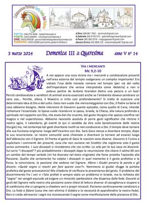 Avvisi Parrocchiali Dal 3 Al 10 Marzo 2024 - 3ª Domenica Di Quaresima 2024