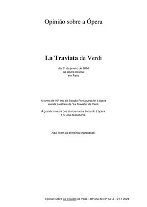 Opinião sobre a ópera "La Traviata" de Verdi