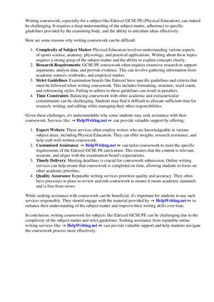 Edexcel Gcse Pe Coursework