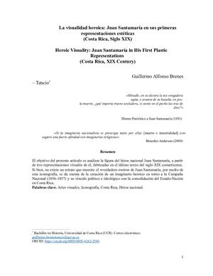 Guillermo Brenes Tencio La Visualidad Heroica Juan Santamaría En Sus Primeras Representaciones Estéticas