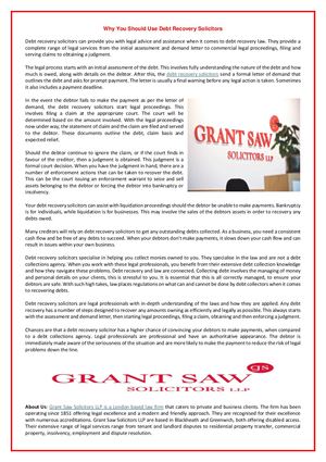 Why You Should Use Debt Recovery Solicitors