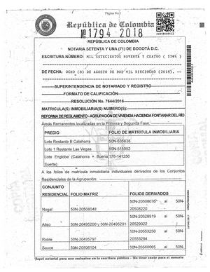 Reglamento de propiedad Horizontal Hacienda Fontanar Del Río Escritura 1794 De 2018