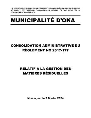 Règlement 2017-177 (Gestion des matières résiduelles)