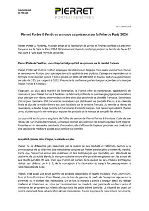 Pierret Pierret Portes & Fenêtres Annonce Sa Présence Sur La Foire De Paris 2024 31 01 2024