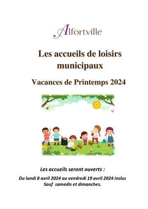 Les Accueils de Loisirs - Vacances de printemps 2024 à Alfortville