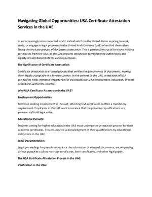 Usa Certificate Attestation Services In The Uae