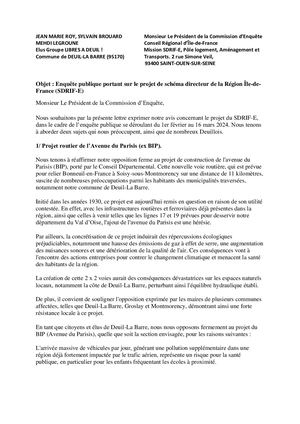 LAD Courrier Lad Commissaire Enqueteur Enquete Publique Sdrif E