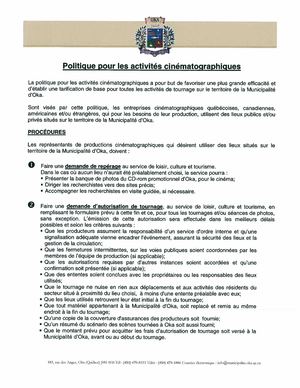 Politique pour les activités cinématographiques