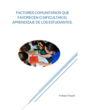 Factores Que Favorecen U Obstaculizan El Aprendiza En La Comunidad