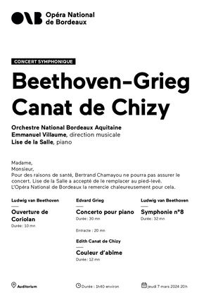 concert symphonique ONBA jeudi 7 mars 2024