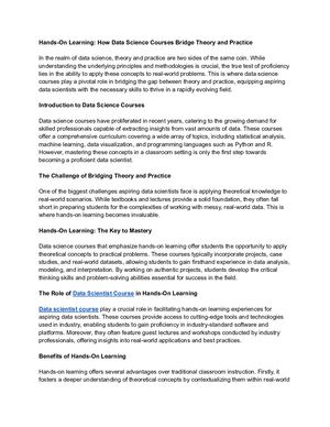 Hands-On Learning: How Data Science Courses Bridge Theory and Practice
