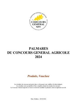 Palmarès concours général agricole