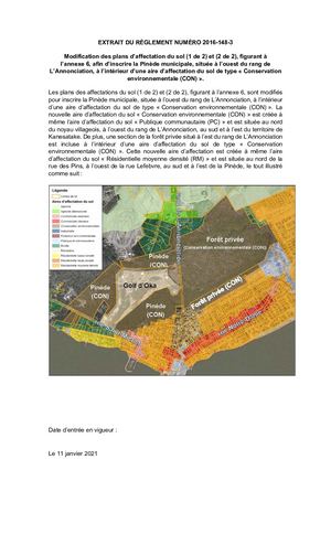 Règlement 2016-148 (Annexe 6 - Modification au plan des affectations du sol - Conservation environnementale)