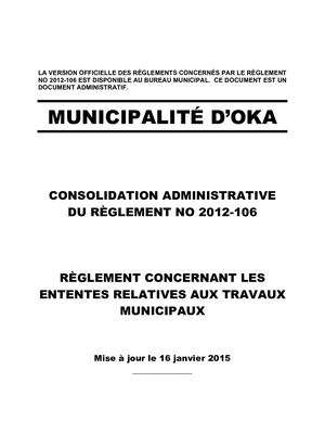 Règlement 2012-106 (Entente relative aux travaux municipaux)