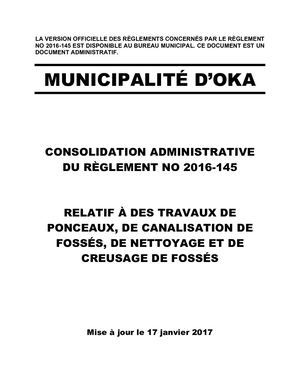 Règlement 2016-145 (Ponceaux et fossés)