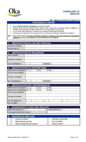 Règlement 2015-131 - FORMULAIRE 24 - Permis de brûlage