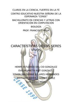 Caracteísticas De Los Seres Vivos
