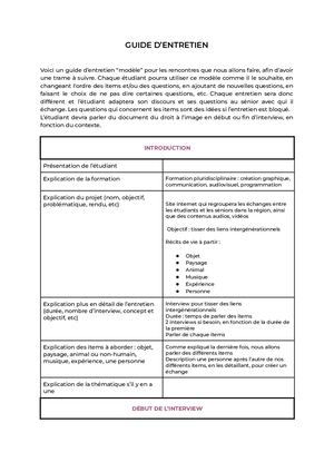 Guide D'entretien