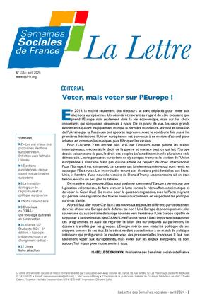 La lettre des semaines sociales de France - février 2024