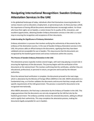 Sweden Embassy Attestation In Uae