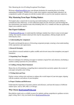 How To Write Term Paper