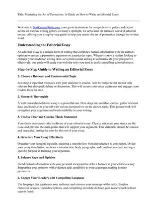 How To Write An Editorial Essay