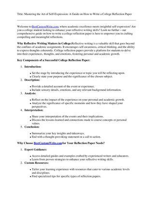 How To Write A College Reflection Paper