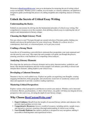How To Write A Critical Essay On Literature