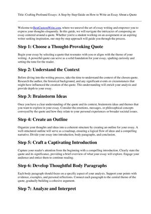 How To Write An Essay About A Quote