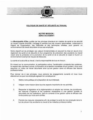 Politique santé et sécurité au travail