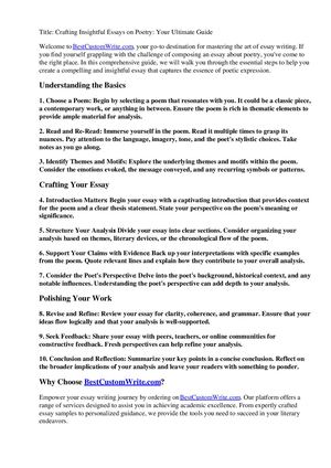 How To Write An Essay About Poetry