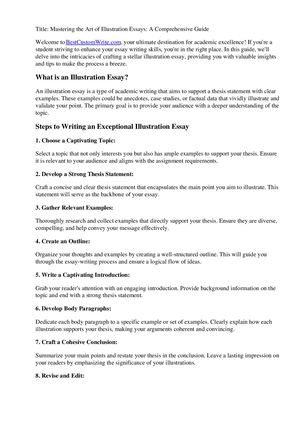 How To Write An Illustration Essay