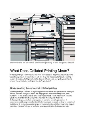 What Does Collated Printing Mean