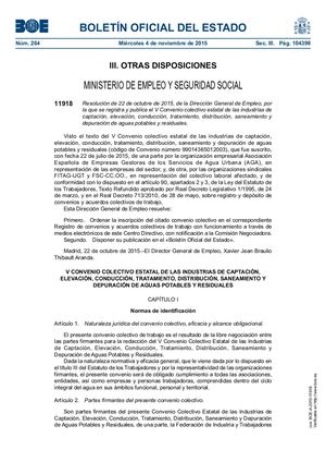 V Convenio Colectivo Estatal Del Ciclo Integral Del Agua (2014 2017)