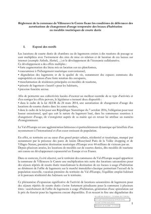 Règlement Meublés de Tourisme - Villeneuve le Comte