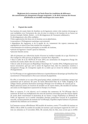 Règlement Meublés de Tourisme - Serris