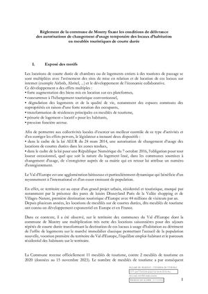 Règlement Meublés de Tourisme - Montry