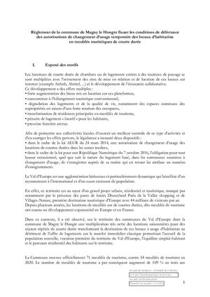 Règlement Meublés de Tourisme - Magny le Hongre