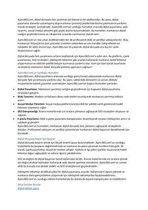 Ajans360 Com Ile Dijital Dünyada Fark Yaratın!