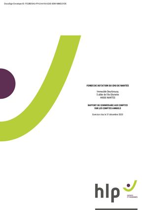 Rapport du Commissaire aux Comptes 2020 Fonds De Dotation Chu