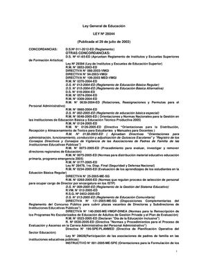 Ley General De Educación 28044. Art. 8 Y 9