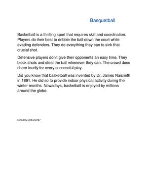 texto sobre el basquetbol en ingles
