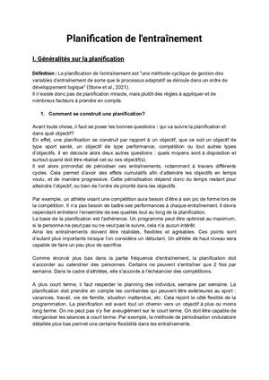 Planification De L'entraînement Barbe Meyer Dearaujo Raphanel Carmine