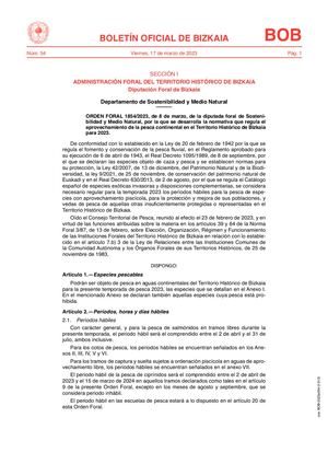 Bizkaia - Orden de vedas de pesca continental