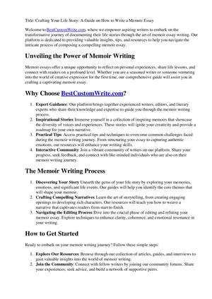 How To Write A Memoir Essay