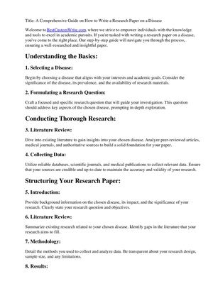 How To Write A Research Paper On A Disease