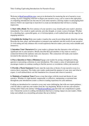 How To Write An Introduction For A Narrative Essay