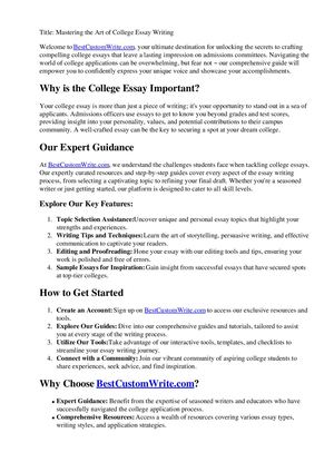 How To Write A Essay For College