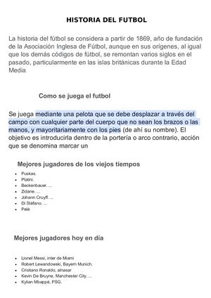 Historia Del Futbol