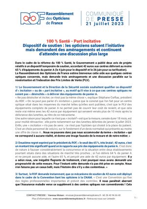 Dispositif de soutien - Les opticiens saluent l’initiative mais demandent des aménagements et continuent d’attendre une discussion plus large